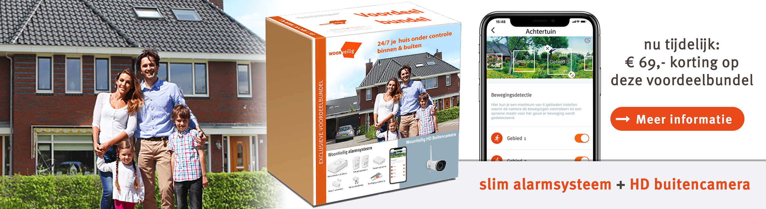 Exclusieve voordeelbundel: WoonVeilig Alarmsysteem + HD Buitencamera